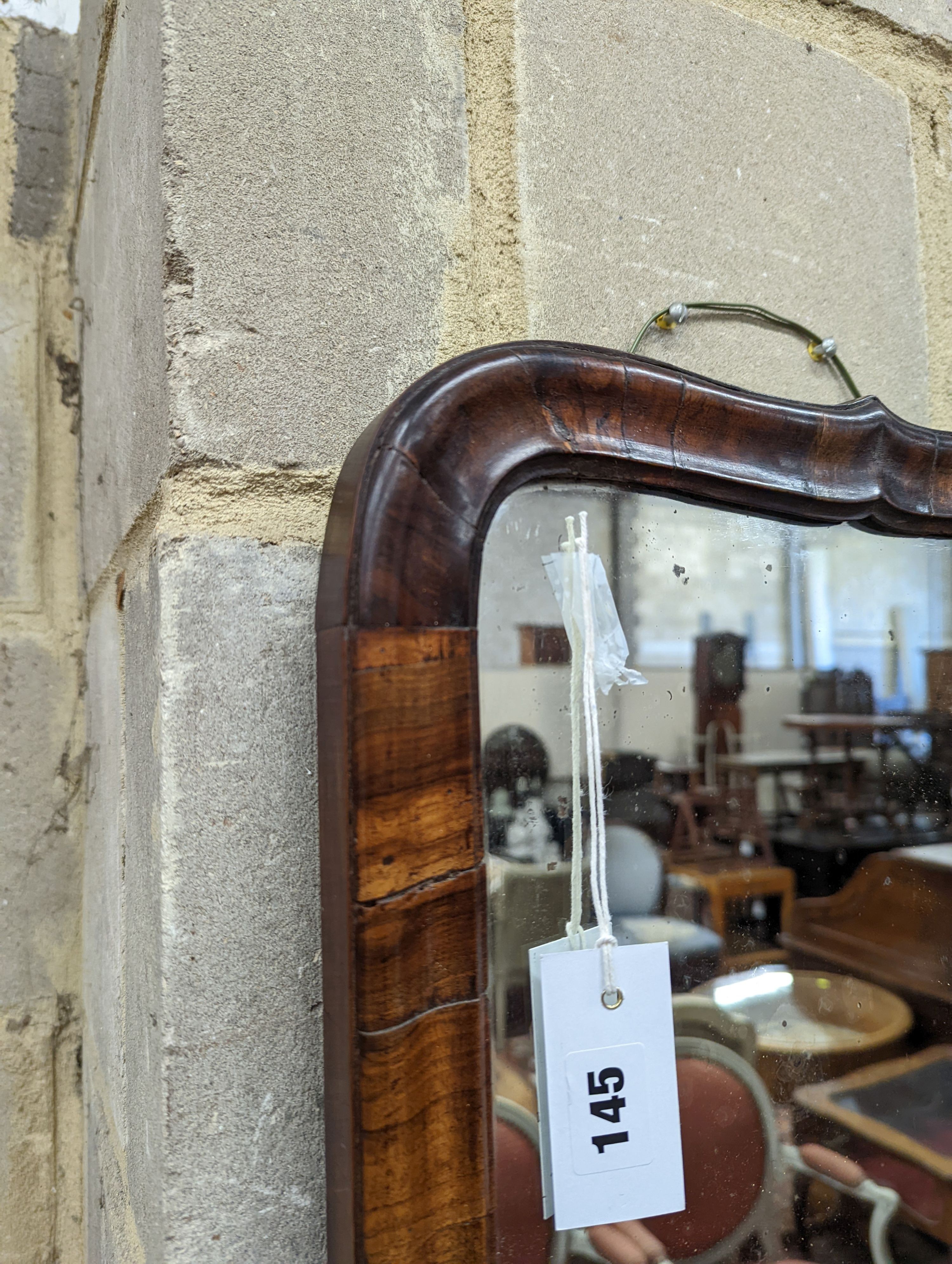 An 18th century walnut wall mirror, width 37cm, height 58cm